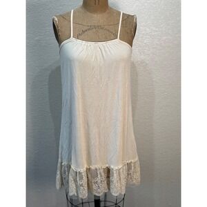 Sunshine & Rodeo Women Small Ivory Lace Trim‎ Long Layering Cami Dress NWT